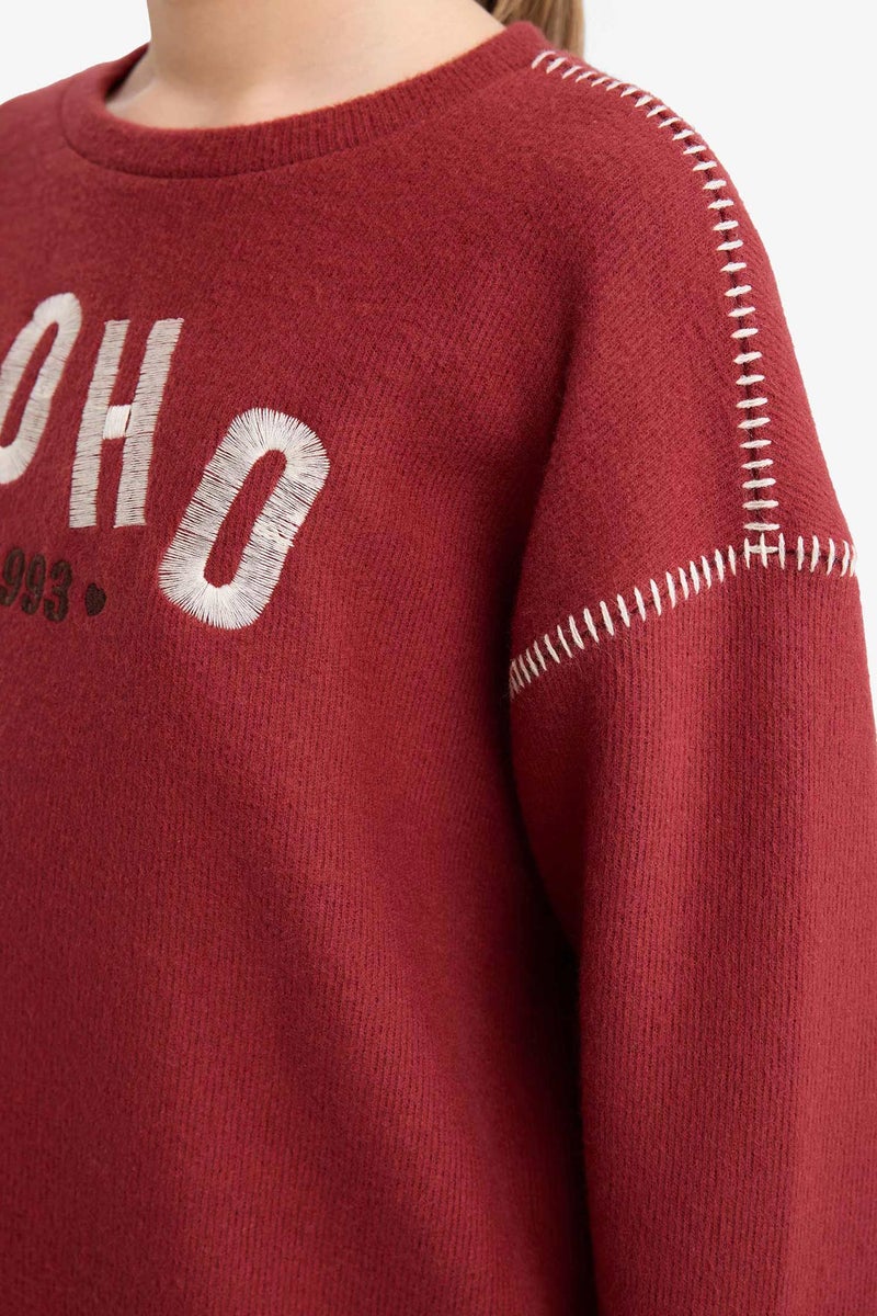 DeFacto Red Girl Slogan Crew Neck Sweatshirt Casual - Image 4